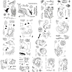 WaterColor Cute Kangaroo Koala Animal Silicone Clear Stamp Fox Rabbit For Scrapbooking DIY Craft Decoration Soft Stamp 15x21cm