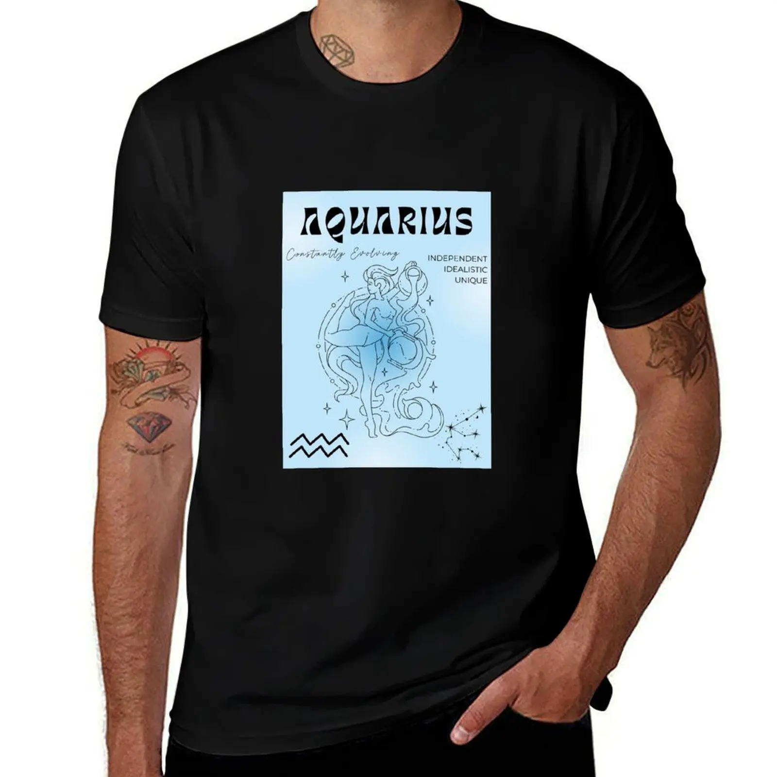 

Aquarius Zodiac Sign Poster T-Shirt Short sleeve tee Anime t-shirt new edition mens t shirts top quality