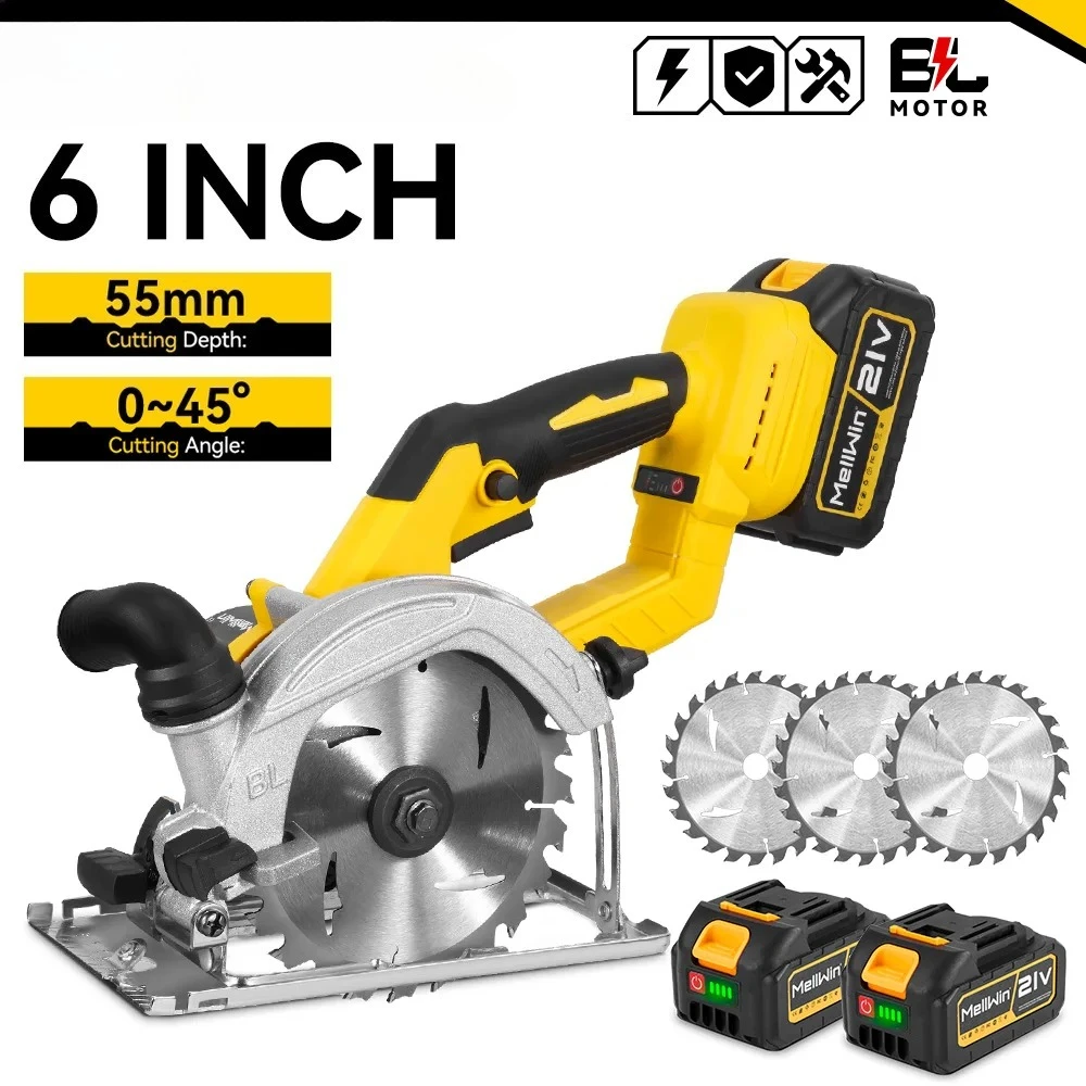 6 Inch Brushless Electric Circular Saw Handheld Circular Saw Woodworking Cutting Tools For Makita 18V Battery Pin