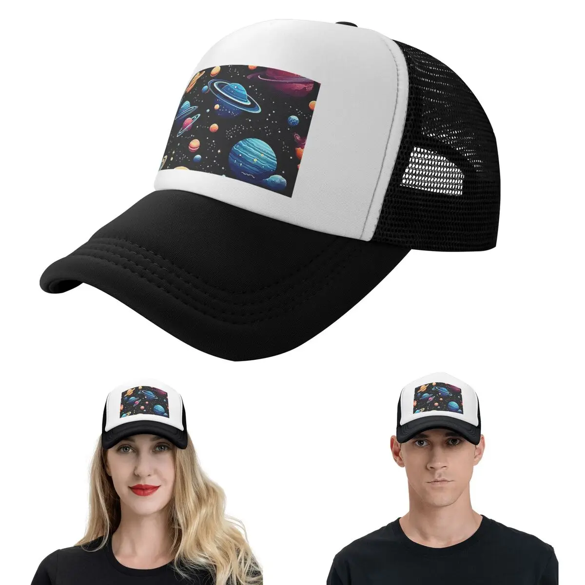 Solar System Space Planets Universe Cap Casual Mesh Baseball Caps Adjustable Hat Hip Hop Summer Unisex Baseball Hats