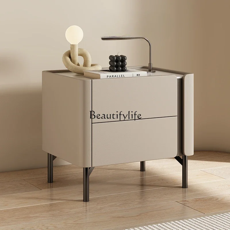 

88.Light luxury high-end bedside table Home bedroom Simple modern all-solid wood Small creative minimalist bedside table