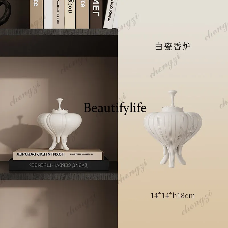 end ceramic three-legged incense burner melon petal shape aromatherapy burner tea room bookcase light luxury decoration ornament