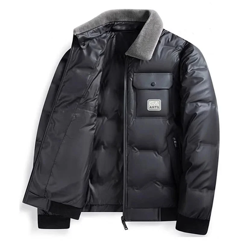 Jaqueta de couro de inverno dos homens para baixo casaco homem de alta qualidade pato para baixo masculino casual marca puffer roupas