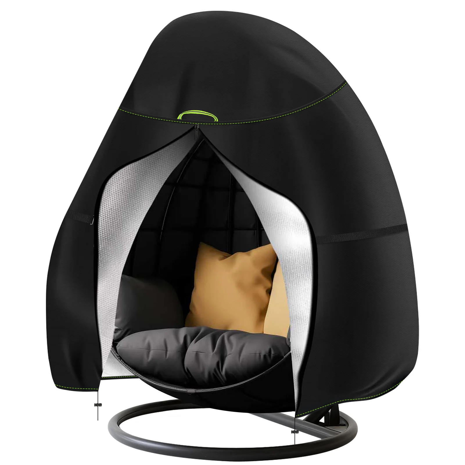 Waterdichte hangstoelhoes voor buiten, enkelzit, cocoon hangstoelhoes met rits, 210D heavy duty hoes