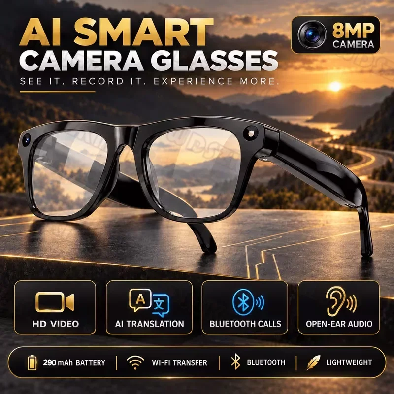 4K Smart Glasses 800W for Men And Women AI Intelligent Translation WiFi Transmission Photo & Video Recording Glasses Bluetooth