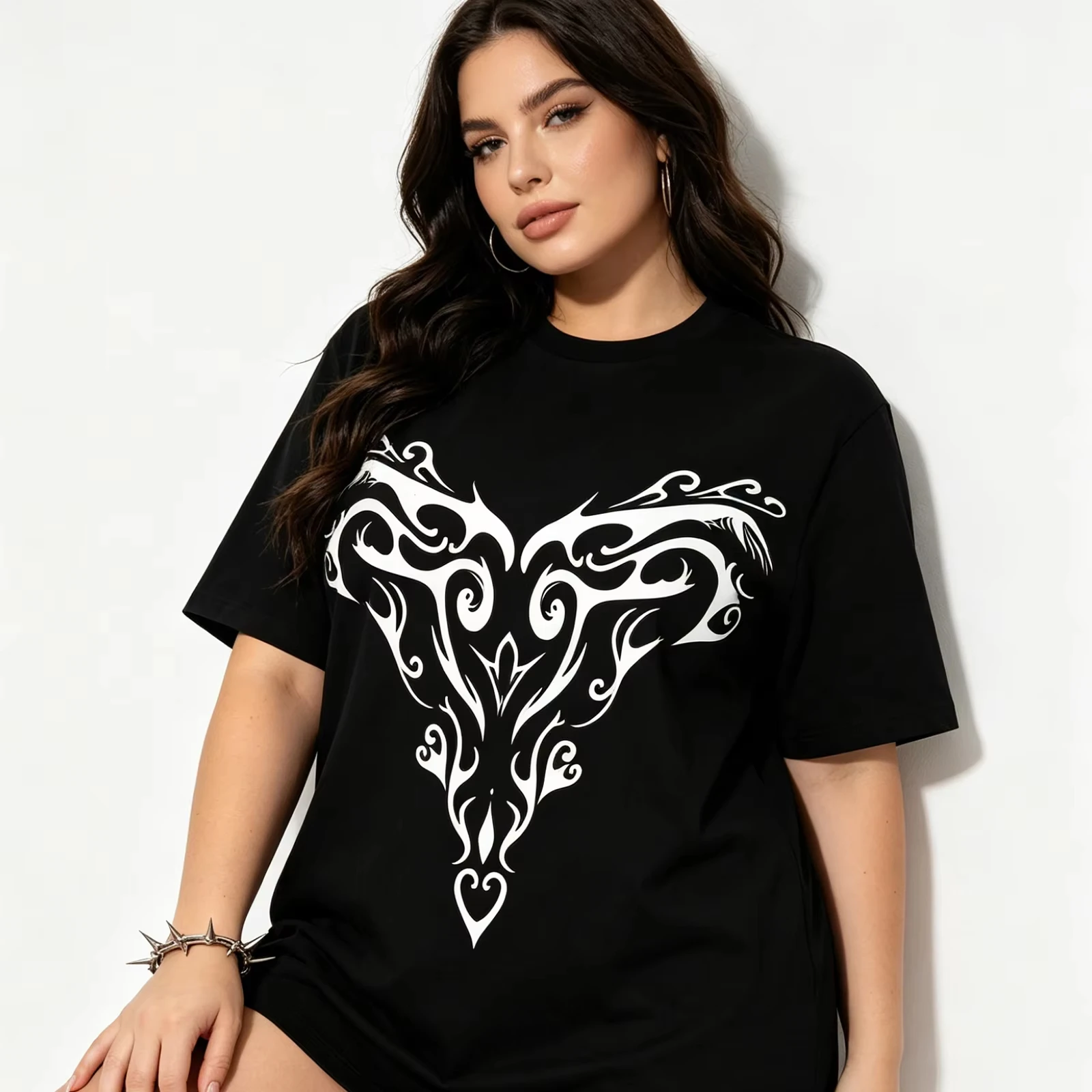 2026 Summer Vintage Oversized Graphic T‑Shirt For Adults Kids Gothic Tribal Totem Theme Art Loose Short Sleeve Street Tee