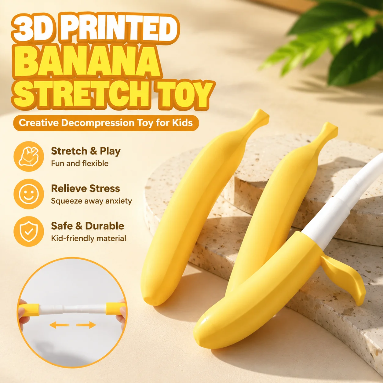 3D Printed DIY Banana Stretch Toy Creative Decompression Carrot Pop It Fidget Toy for Kids