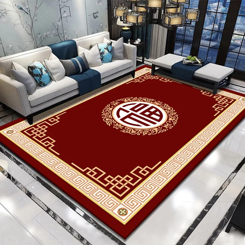 New Chinese-style Carpet Living Room Area Rug Non-slip 3D Printing Office Coffee Table Floor Mat Home Bedroom Study Floor Mats