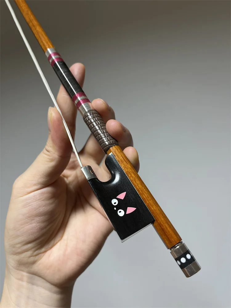 Actual Photo High End 62.5g Pernam buco Wood Violin Bow 4/4 Size/Mongolia Horse Hair/Silver Mount/Pearls Inlay Ebony Frog No.199