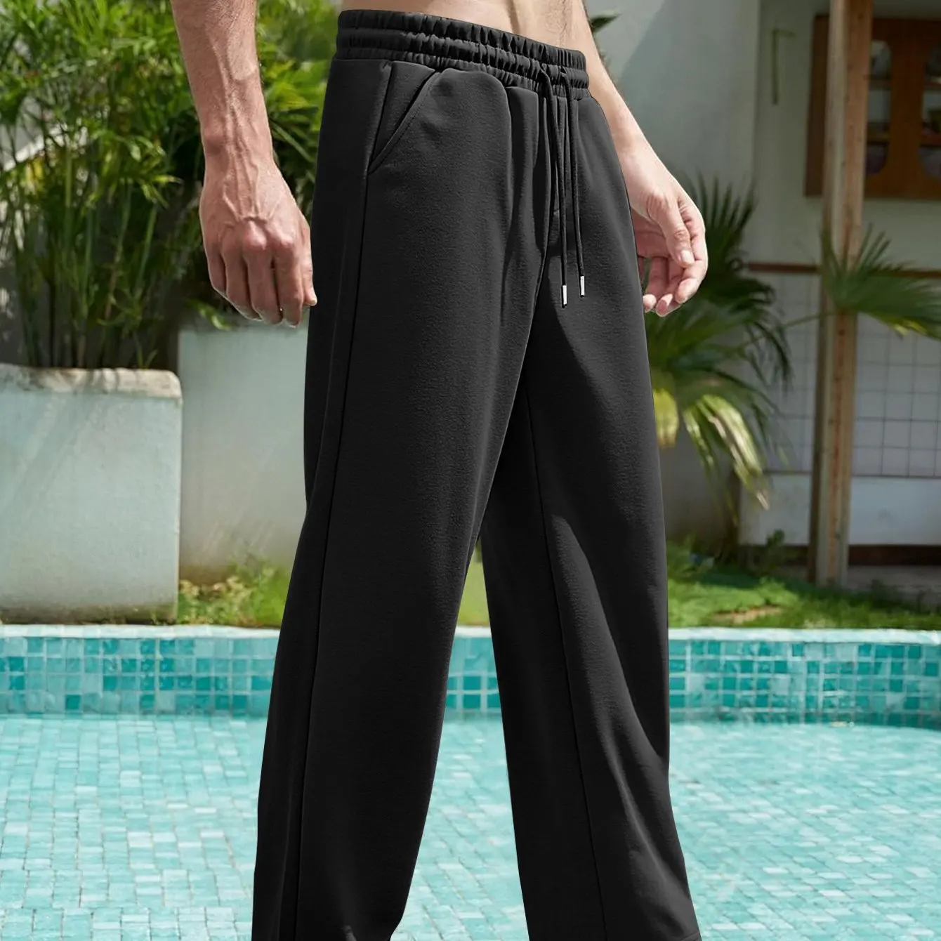 

Spring and Autumn Men's Casual Versatile Knitted Wide Leg Pants Fashion Trend