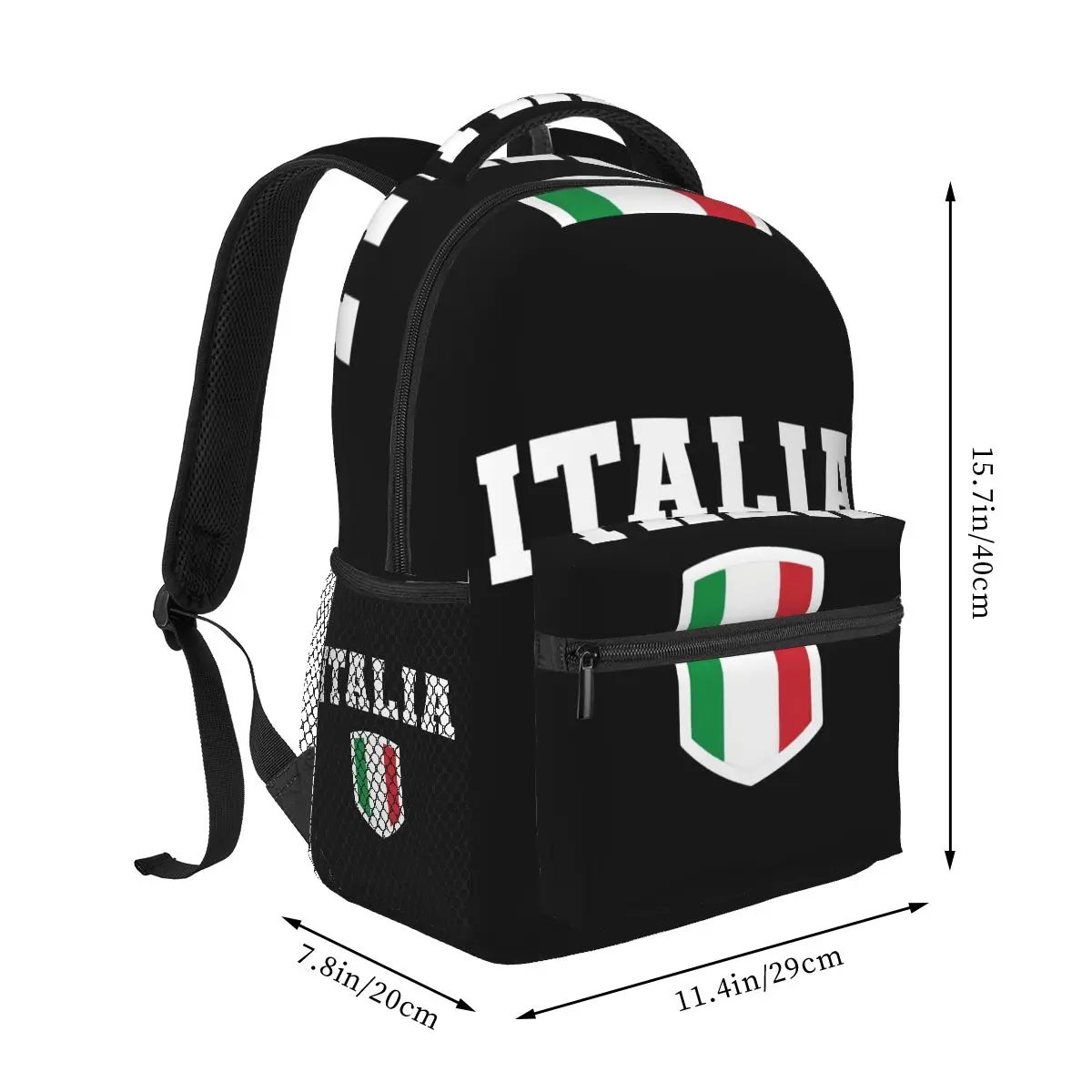 Italia Italy With Italian Flag Casual Backpack Unisex Students Leisure Travel Computer Backpack