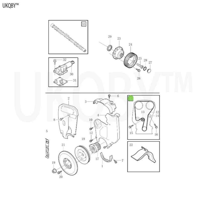 Flange screw pulley flange screw plug O-ring sealing ring 30758270 toothed belt kit, repair component