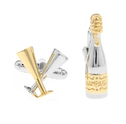iGame Champagne Cuff Links Golden Color Wine Bottle & Glass Design Quality Brass Material Cufflinks For Men