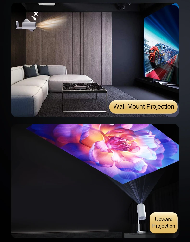 TS-3 Smart Projector 2.4G 5G WIFI With HIFI Speaker Hidden Lift Gimbal Home Theater