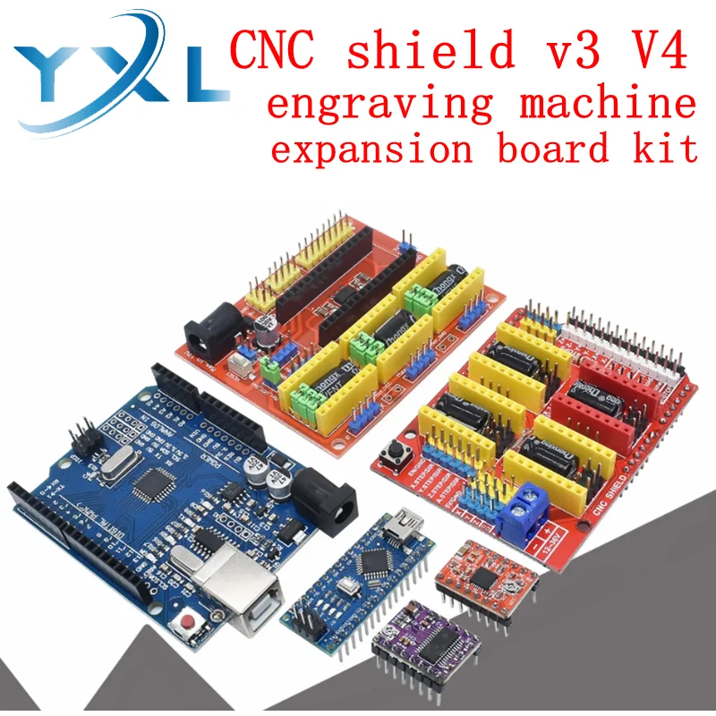 

Гравировальный станок с ЧПУ Shield v3 V4 3D-принтер + плата расширения драйвера A4988 NANO 3.0/UNO R3 с USB-кабелем
