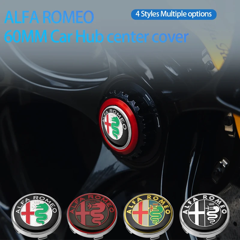 

60mm Car Wheel Hub Center Caps Black Silver Universal Vehicle Wheel Hub For Alfa Romeo Sportiva 156 Stelvio Giulia Giulietta ﻿GT