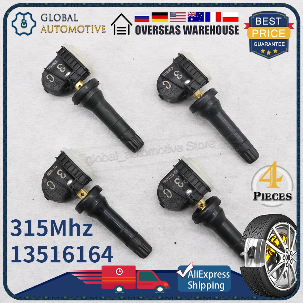 NEW SET of 4 315Mhz TPMS Sensors 13516164 Tire Pressure Sensor 13598772 For Chevrolet Tahoe Traverse GMC Acadia 2007-2017