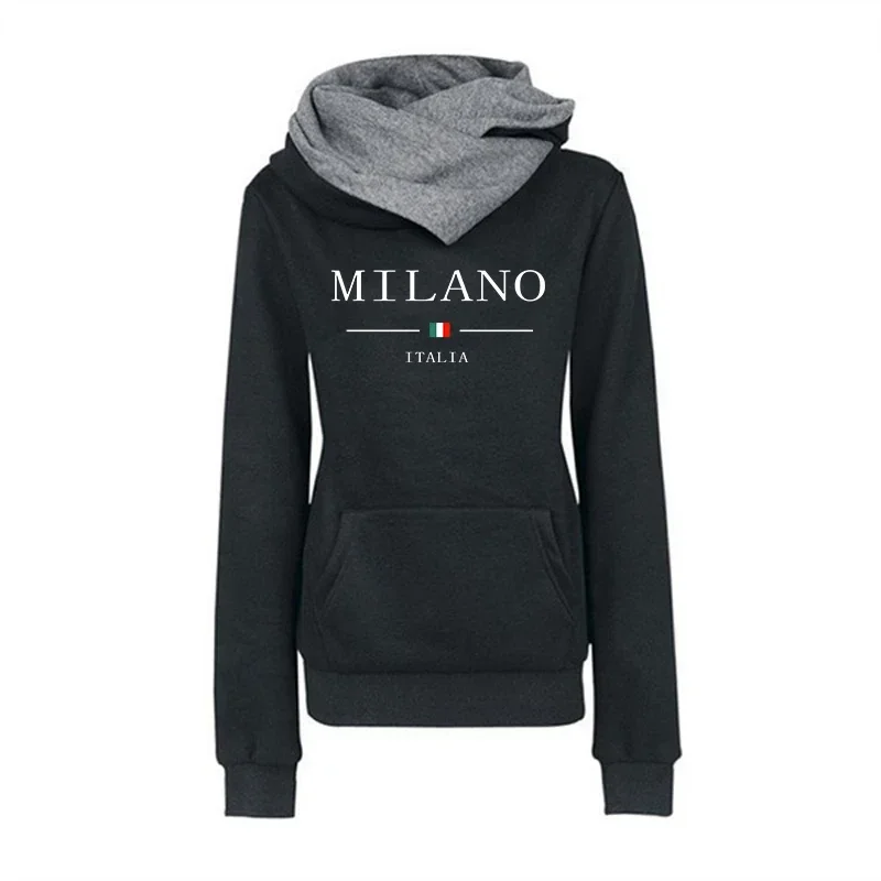 Italy Trend Woman Sweatshirts Urban Fashion Warm Slim Fit Hoodie Autumn Female Home Outdoor Casual Sporty Hoody Top Jogger Coats