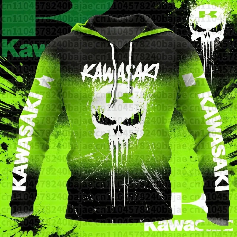 

2025 Men's Kawasaki Sportswear Racing Jersey Men's Comfortable Hoodie Motorcycle Uniform Outdoor Cycling Casual Wear