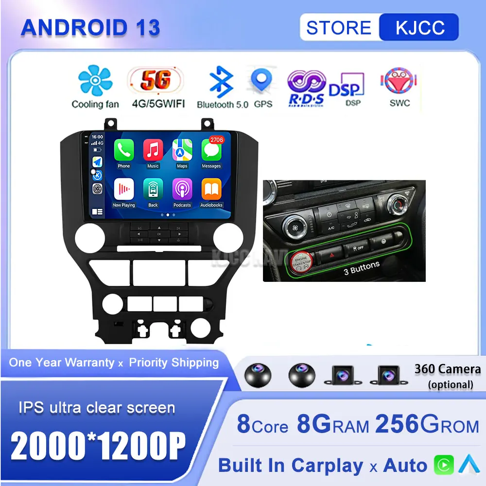 

For Ford Mustang VI S550 2014 - 2021 DSP Android 13 QLED Screen Car Video Player Carplay Radio Stereo GPS Navigation Multimedia