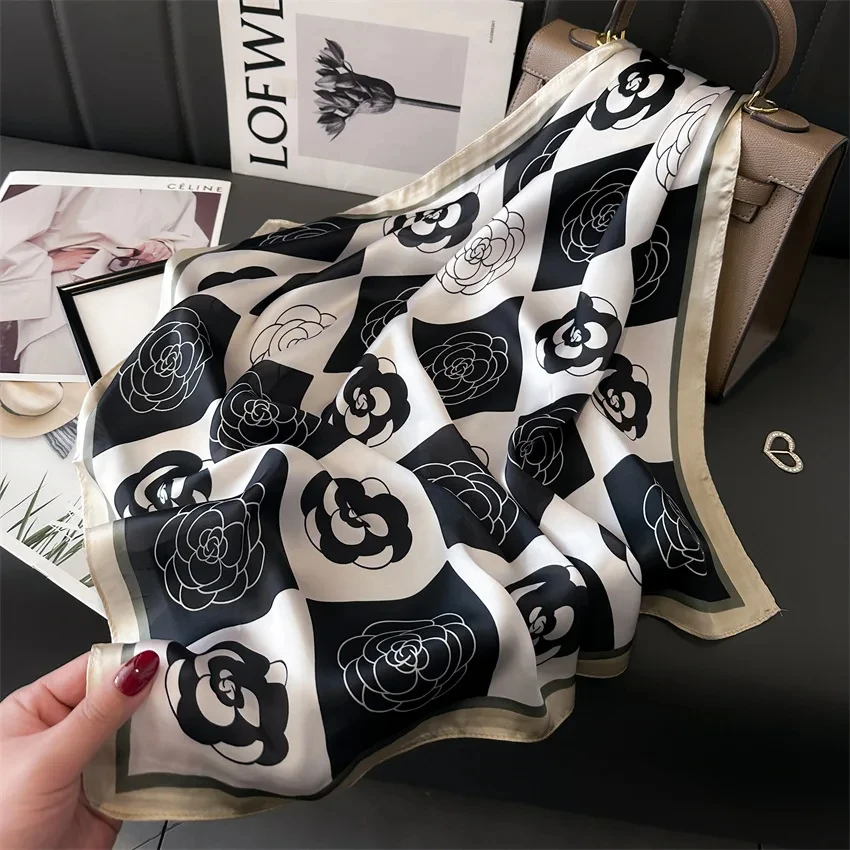 Korean Fashion Luxury Silk Scarfs Square Scarf Scarf Kerchief Popular Silk Scarves Bandanna Wraps Scarf Decoration Shawl