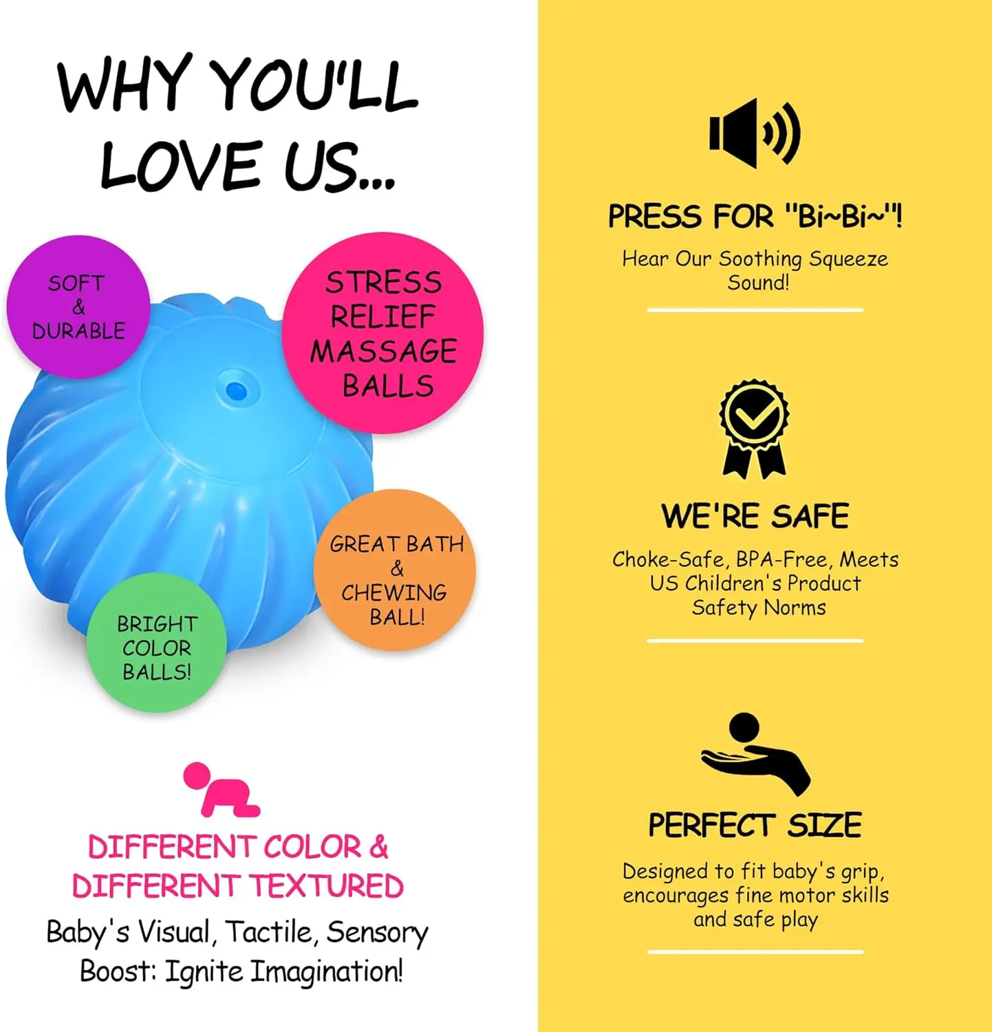 Sensory Balls for Baby Sensory Baby Toys 6 to 12 Months for Toddlers 1-3, Bright Color Textured Multi Soft Ball Gift Sets, Monte