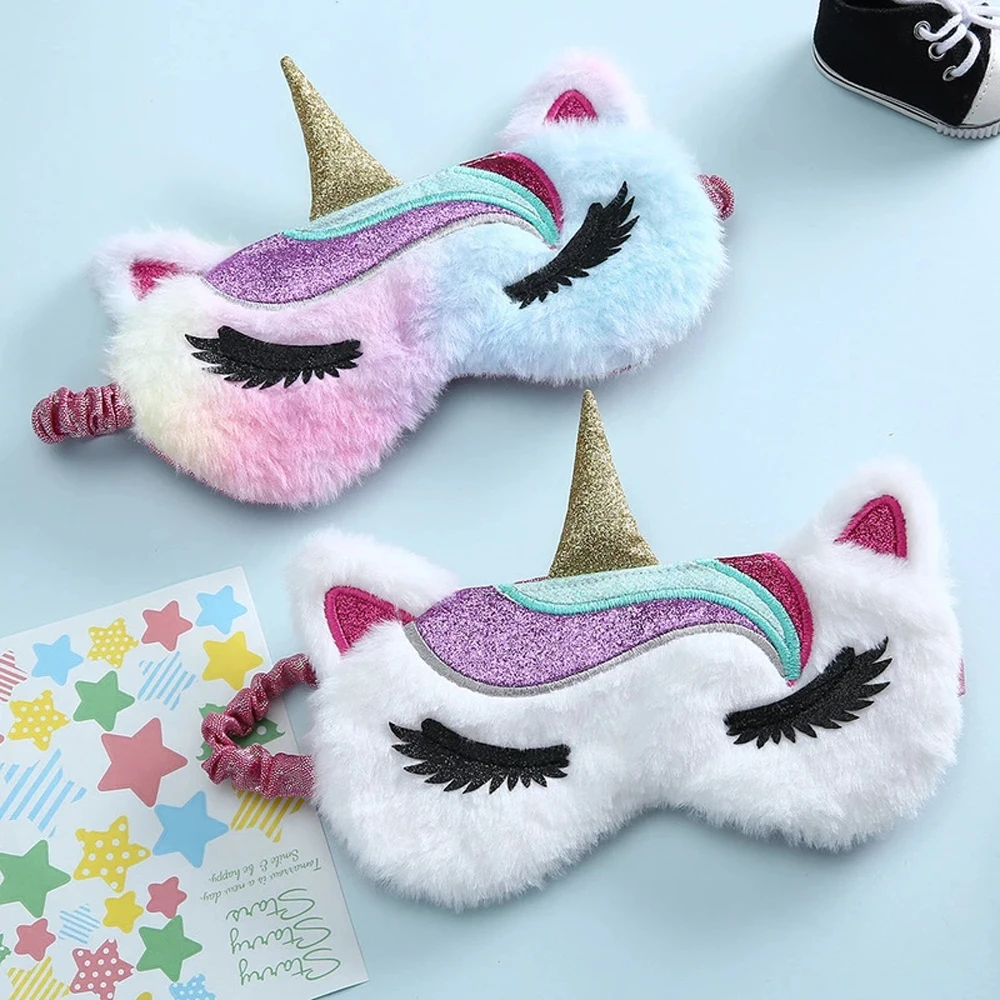 Cartoon Plush Unicorn Sleep Mask Cute Sleep Eye Patches Night Dream Sleeping Eye Mask Soft Lightproof Eye Covers for Children