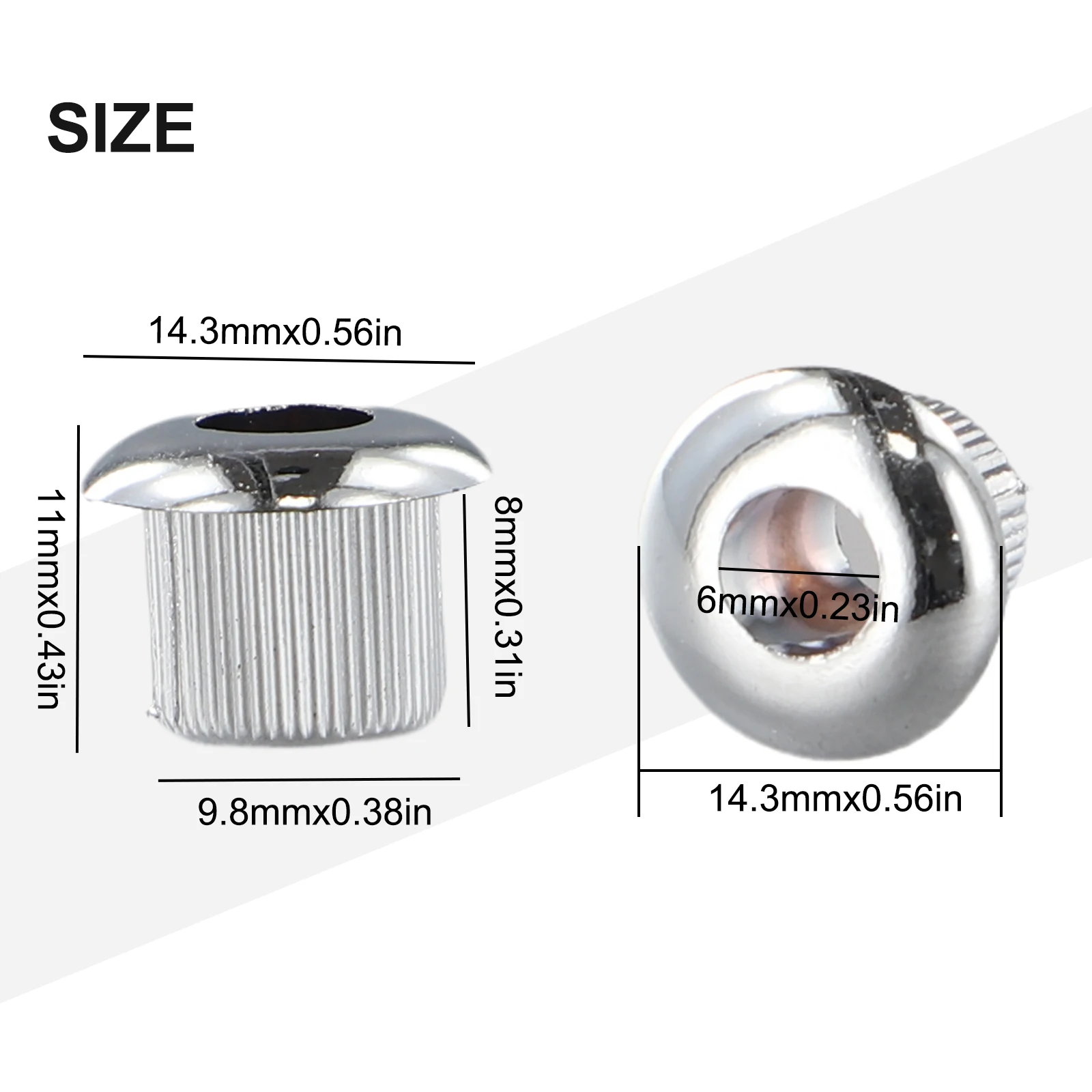 Set of 6 10MM Tuner Bushes Ferrules Nuts for Vintage Guitar Tuners Adapted for Modern Guitar Neck Hole Size 3/8 Inch