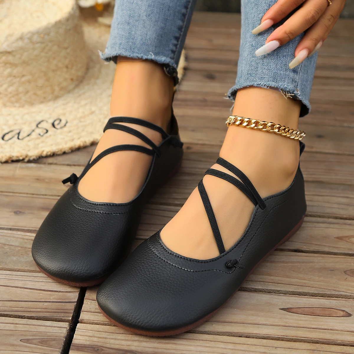 Summer 2024 New Women Mary Jane Shoes Soft Casual  Outdoor Dress Flat Ballet Shoes Round Toe Shallow Slip on Flats Women Shoes