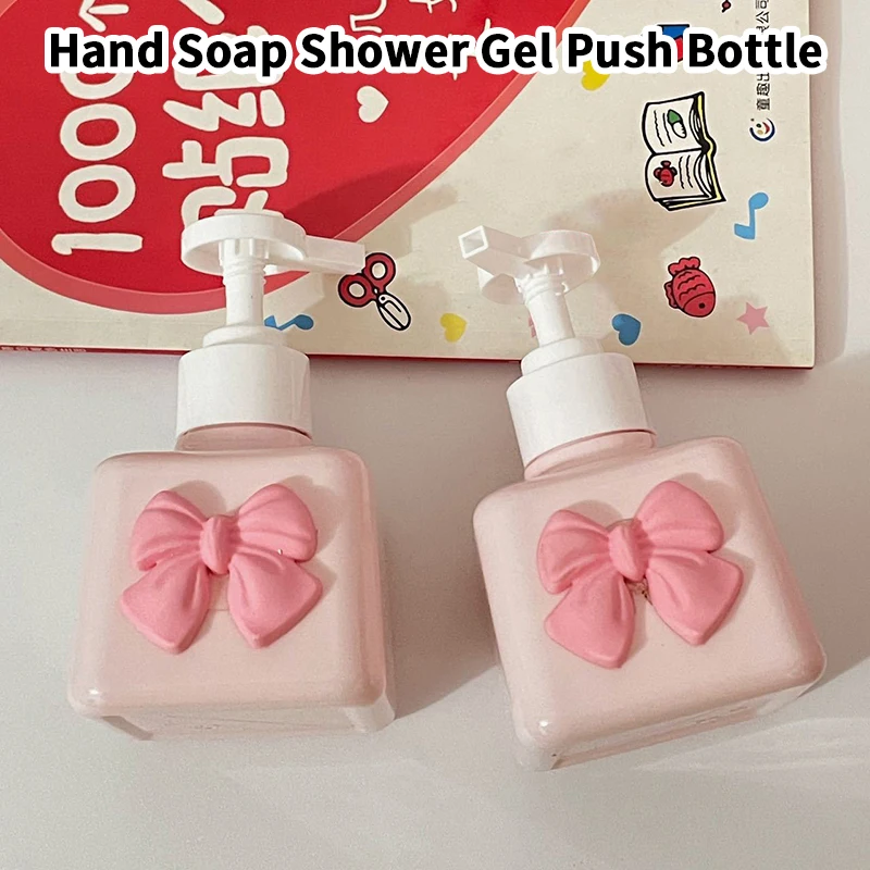 200ML Plastic Press Pump Lotion Bottle Bow Soap Dispenser Refillable Shower Bottle For Liquid Hand Sanitizer Shampoo Bathroom