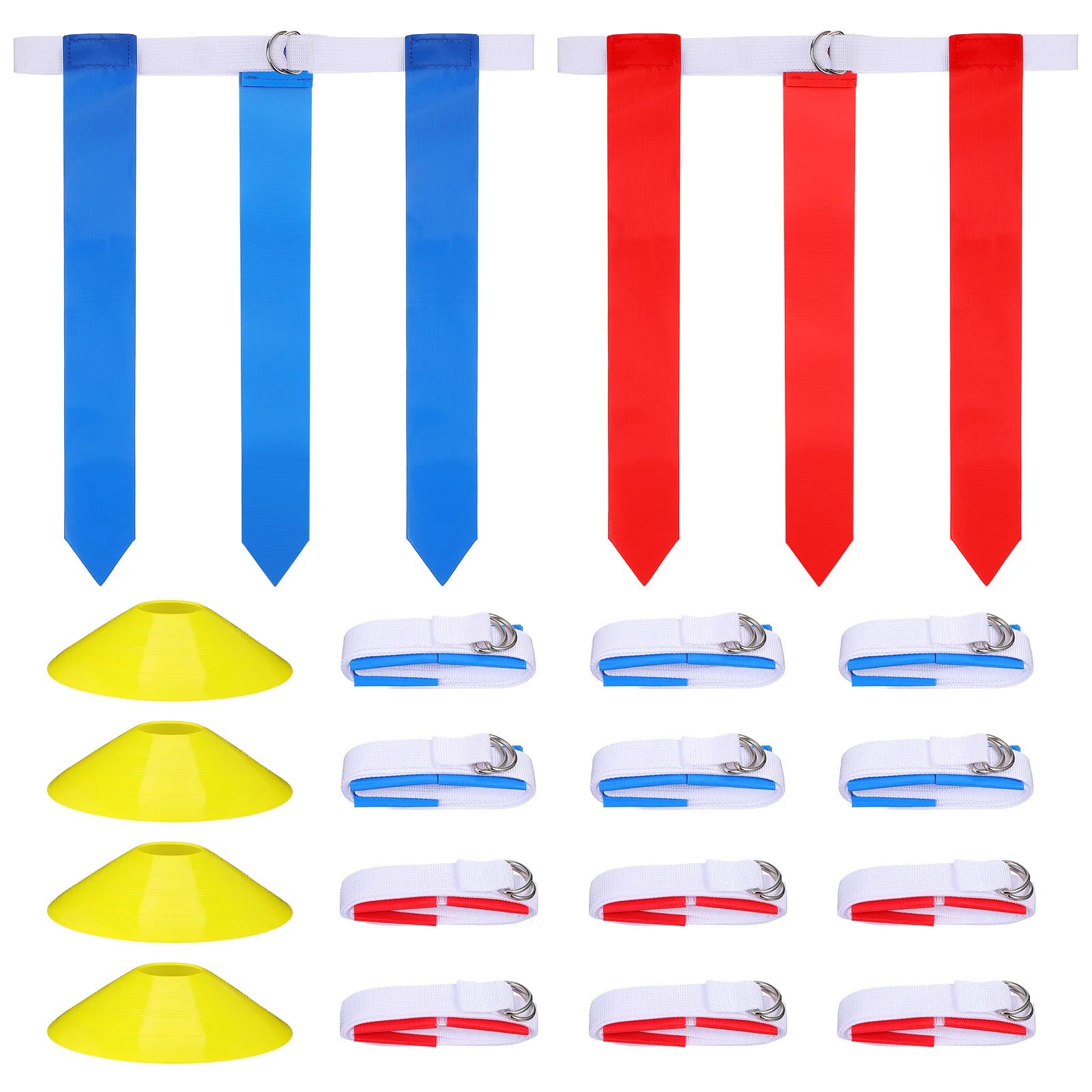 

16 pcs Flag Football Set 12 Belts 4 Cones Adjustable Hook Loop Closure Durable Training Gear For Kids Adults Football Flags