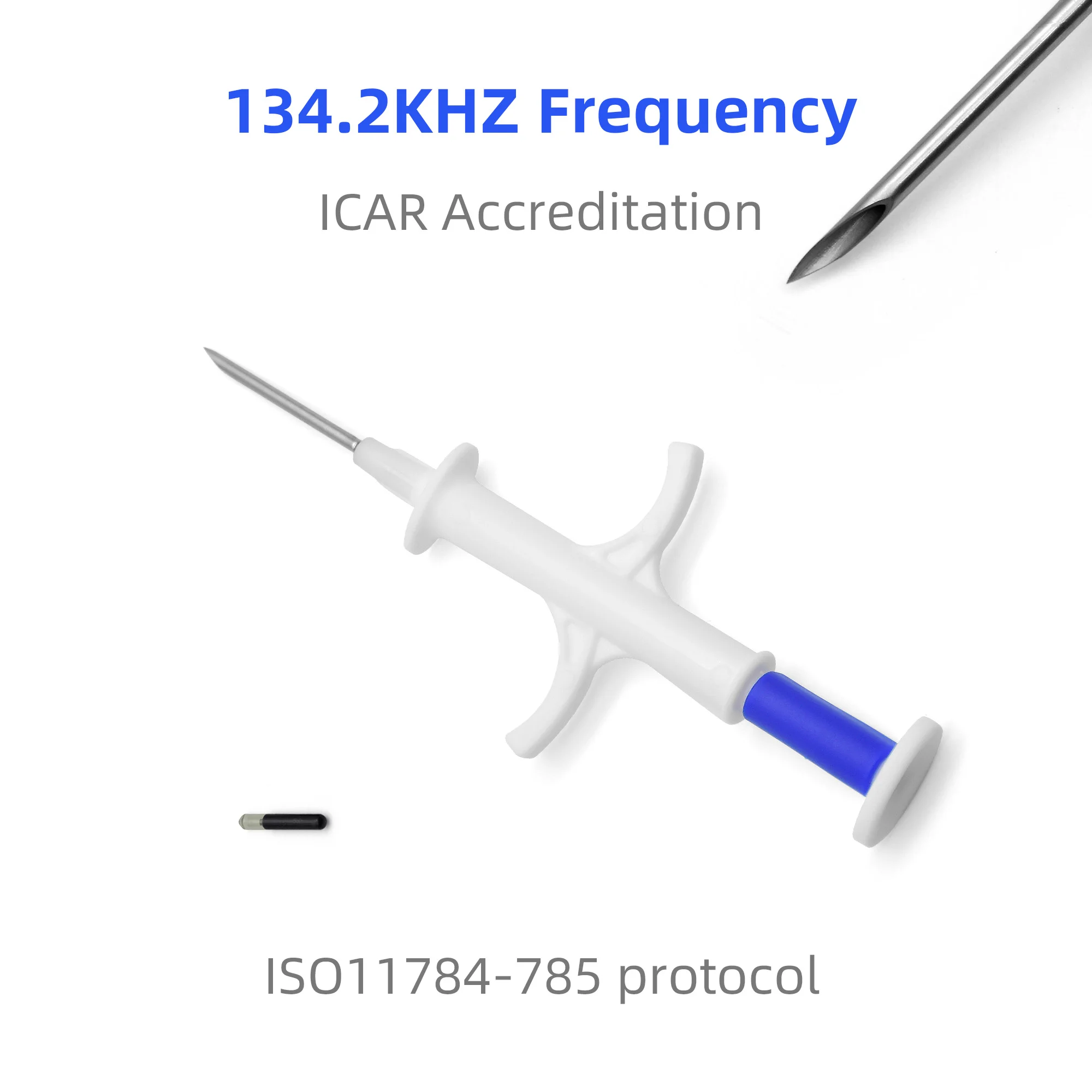 반려동물 ID 태그 주입식 마이크로칩 RFID 주사기 유리 칩 주입기, 반려견 공급업체 EM4305 134.2Khz 소 양, 100 개, 2.12*12mm