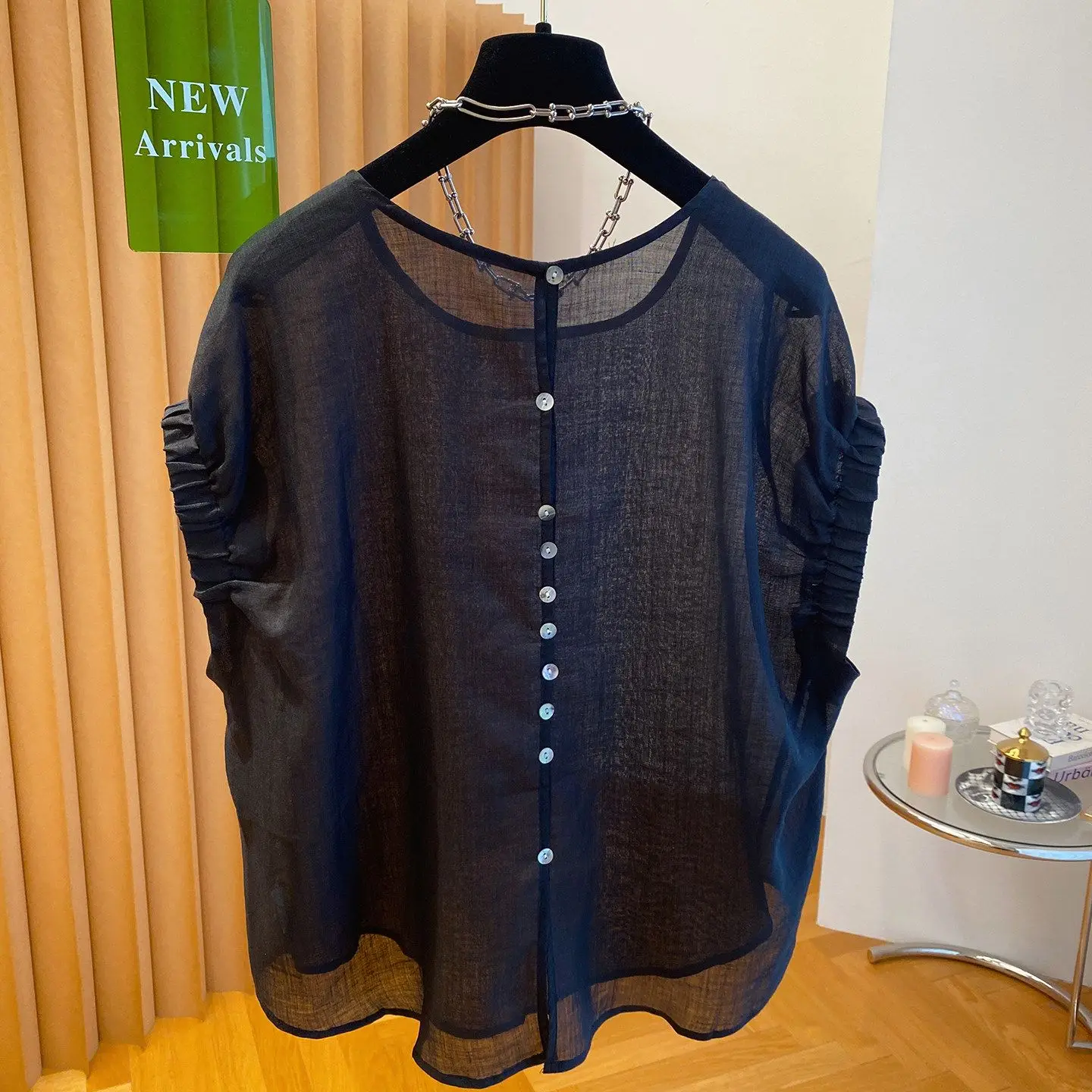 Summer Men's Loose Lightweight Breathable Linen Shirt Short Sleeve Sleeveless Luxury Feel Comfortable Skin-Friendly round Neck