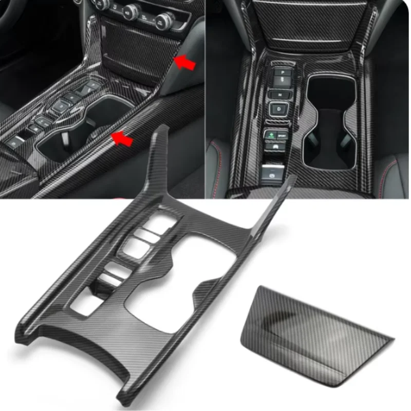 

Carbon Fiber Style Interior Center Console Gear Shift Box Panel + Cigarette Lighter Panel Cover Trim For Honda Accord 2018-2022