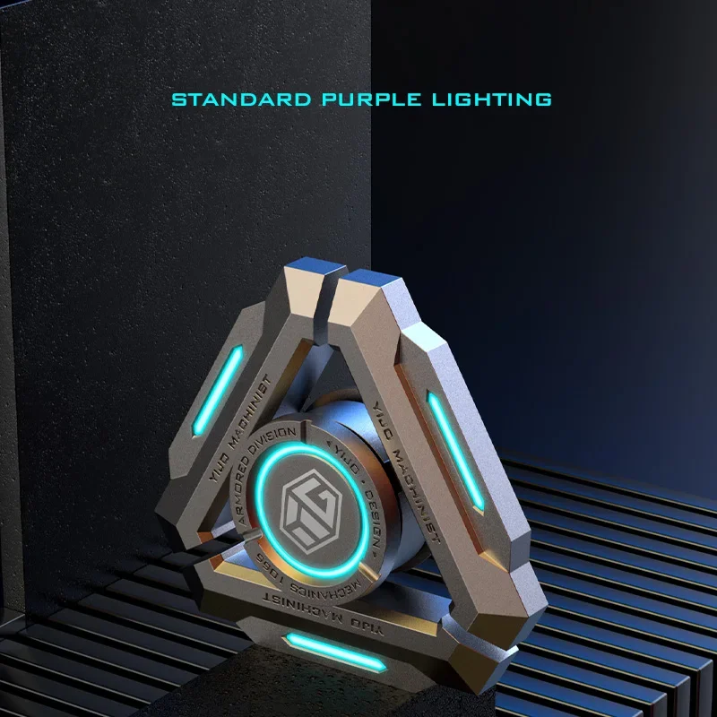Fidget Spinner lumineux en métal pour adultes, jouet gyroscopique silencieux, soulagement de l'anxiété et du stress, jouet de poche EDC brillant dans le noir