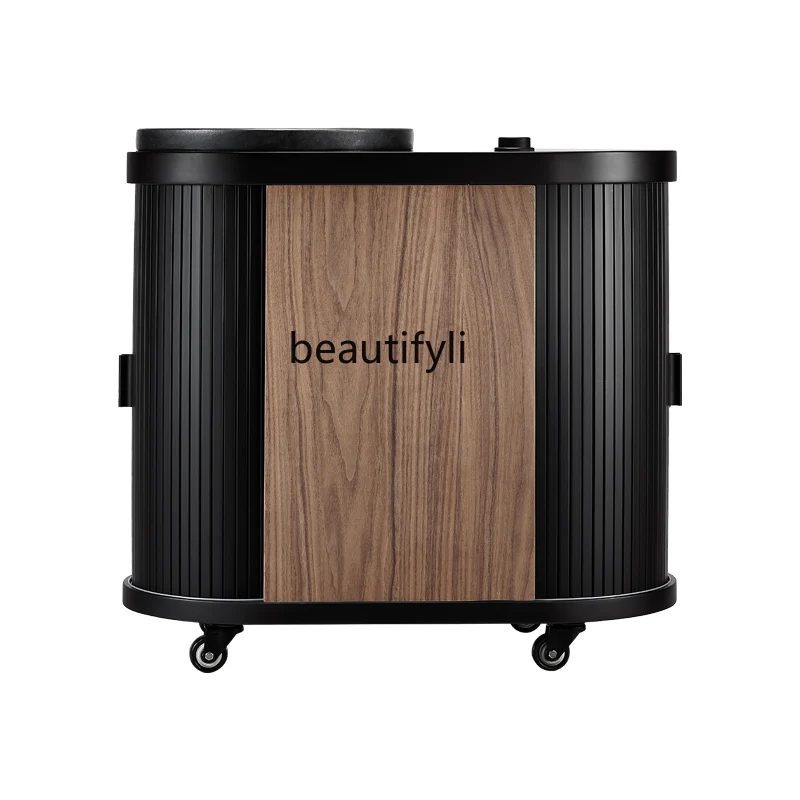 

Mobile Home Living Room Small Tea Trolley Solid Wood Black Stone Tea Table Balcony Kettle Integrated Automatic Tea Table