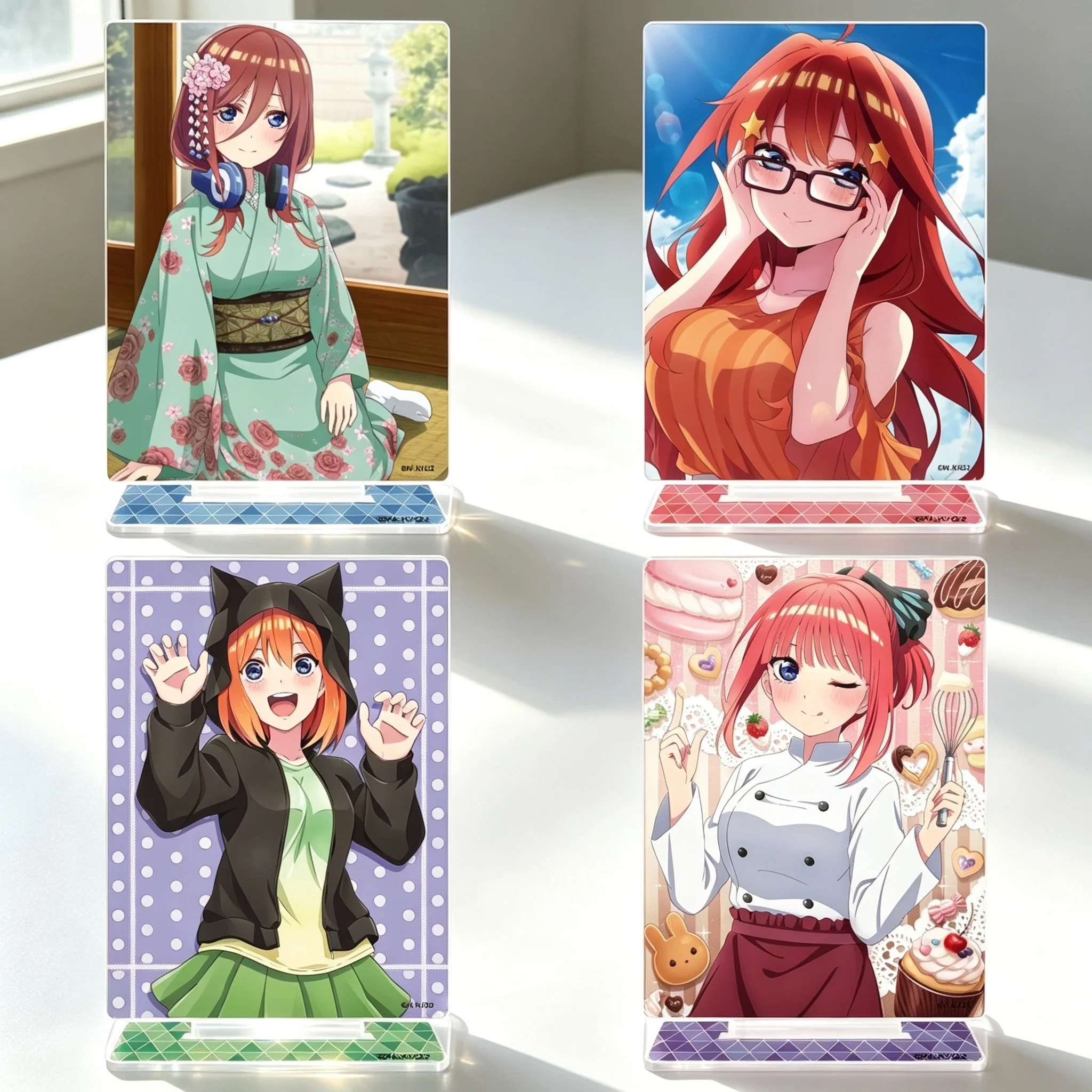 Anime The Quintessential Quintuplets Miku Nakano Kimono Collection Rectangle Acrylic Stand Model Plate Keychains Desk Decor
