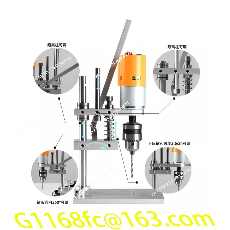 Miniature Bench Drill, Desktop Grade DIY JM802 Wood Drilling PCB Punching 775 Motor, Mini Electric Drill