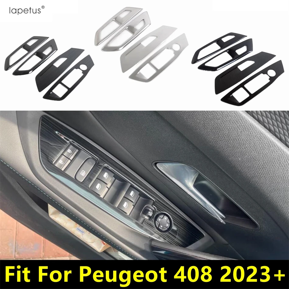 

For Peugeot 408 2023 2024 2025 Car Inner Door Armrest Window Lift Button Control Panel Cover Trim Stainless Steel Accessories