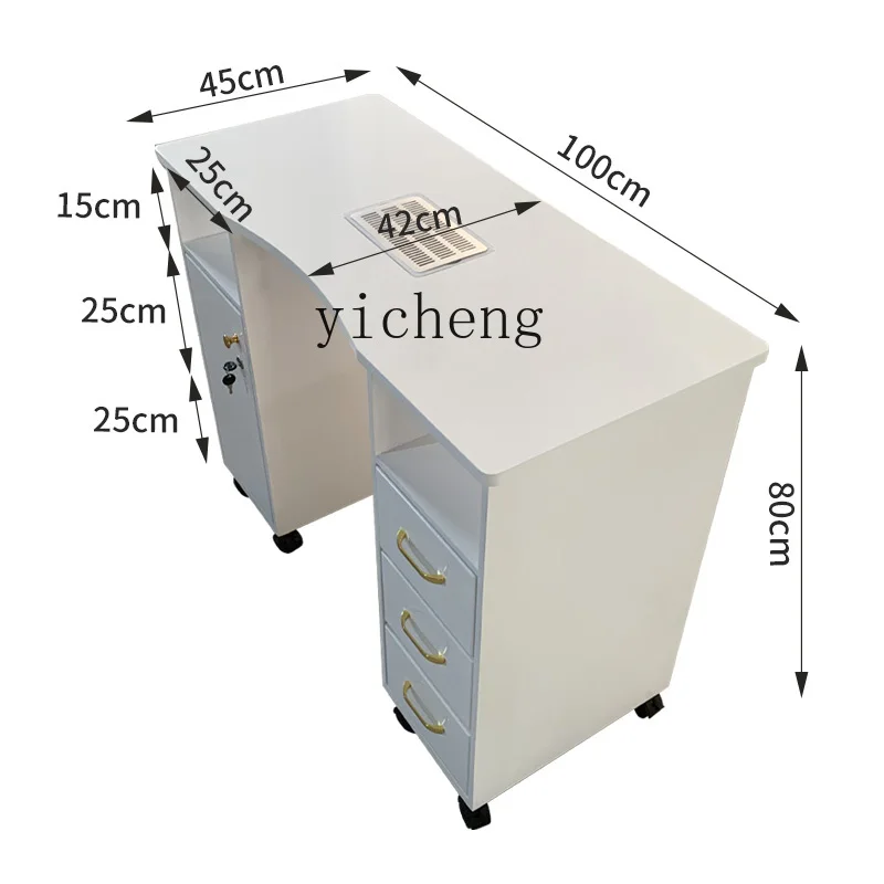 ZC White Nail Table Simple Spray Paint Vacuum Cleaner Nail Table Environmental Protection Single Manicure with Drawer