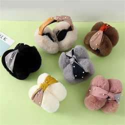 Girls Winter Warm Plush Earmuffs Foldable Korean Version Two-color Coral Hairband Portable Simple Windproof Frostproof Earlap