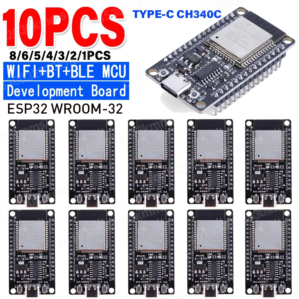 ESP32 WROOM-32 Development Board 5V TYPE-C CH340C WiFi+Bluetooth Ultra-Low Power Consumption SPI Flash 32Mbits Wireless Module