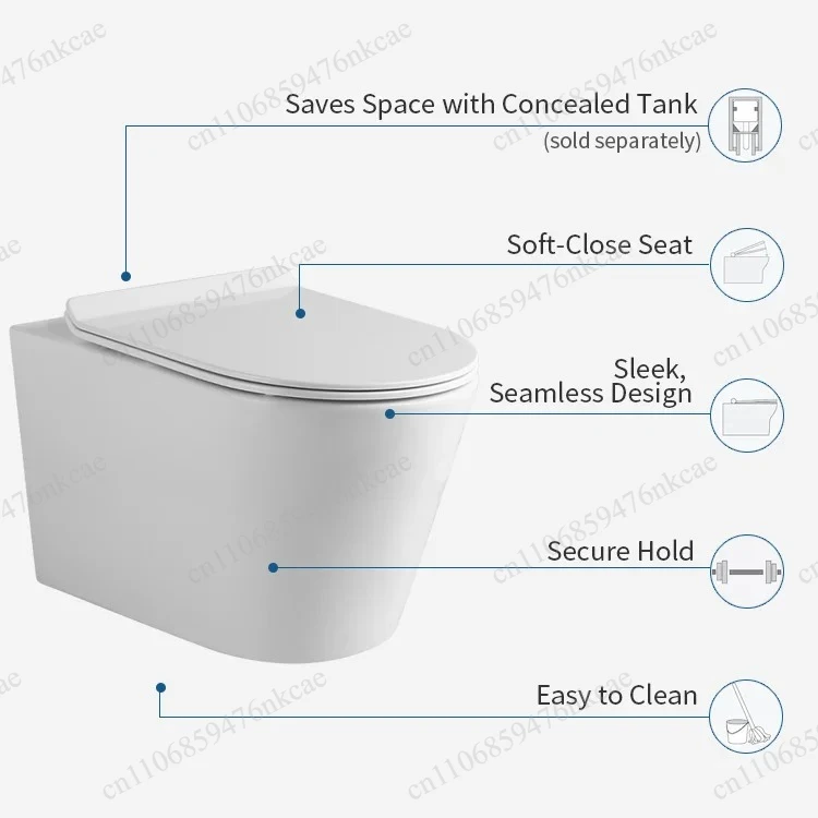 European Ceramic Back-to-Wall Toilet, P-Trap Wall Hung Closestool for Bathroom Sanitary Ware