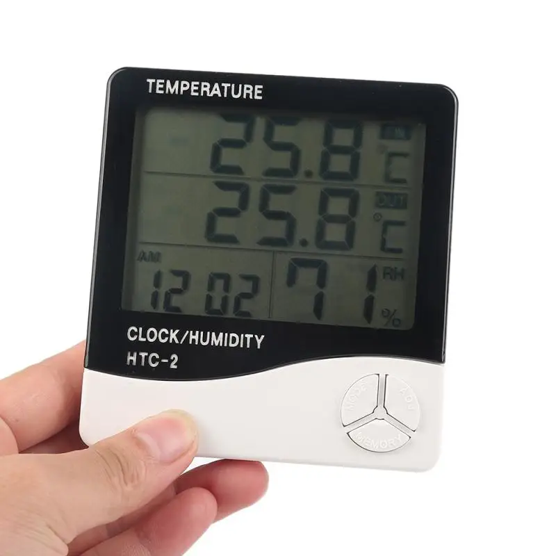 1~4PCS Electronic Digital Temperature Humidity Meter Thermometer Hygrometer Indoor Outdoor Weather Station Clock HTC-1 HTC-2