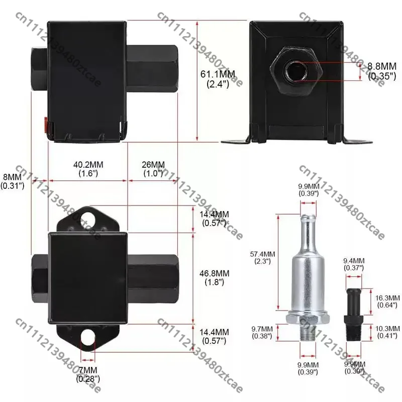 12V Square Electronic Fuel Pump Spare Components For Vehicle Fuel System Modification And Maintenance