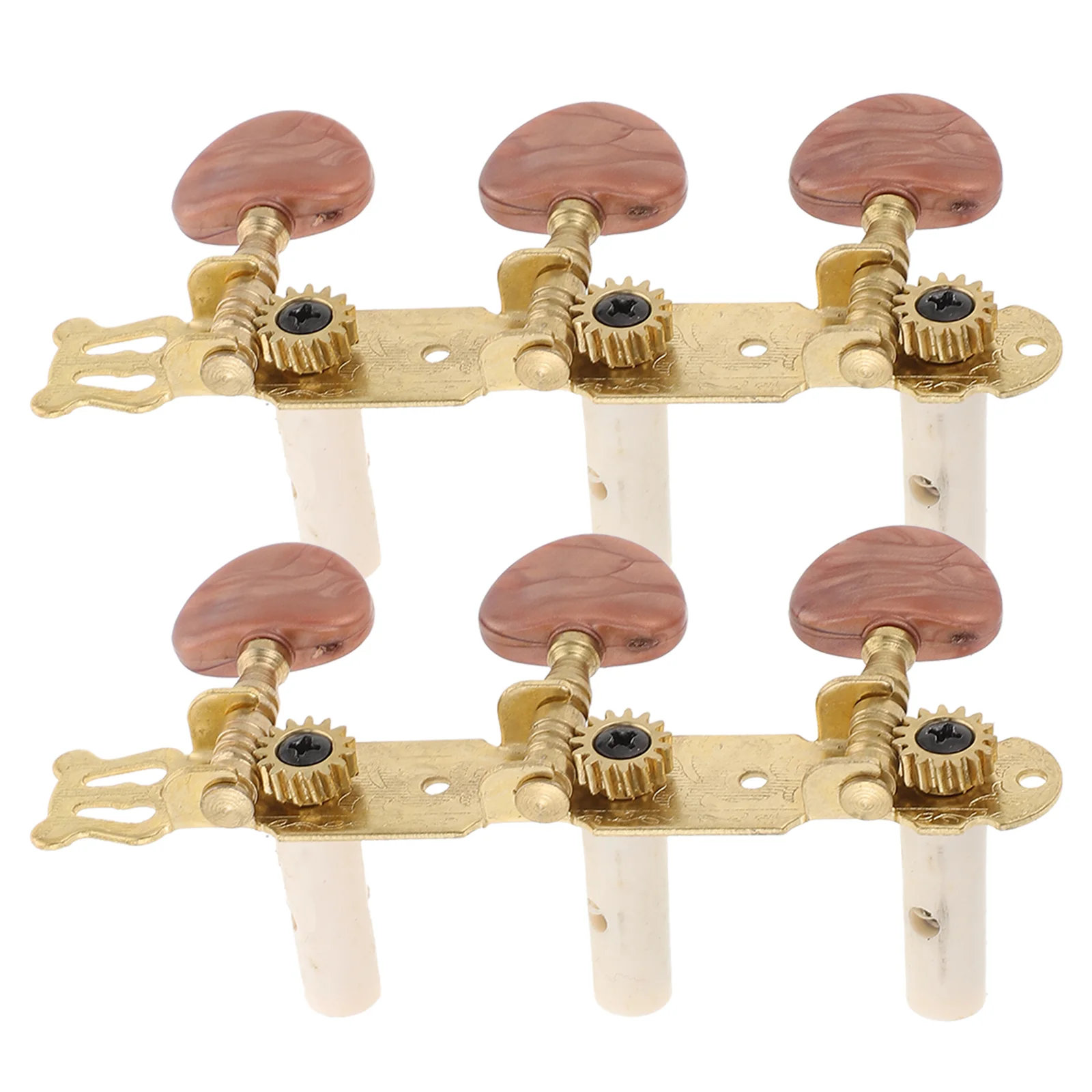 

2pcs Triple Button Classical Guitar String Tuning Pegs Tuners Machine Heads for 6 String Guitar (Brown Red Head)