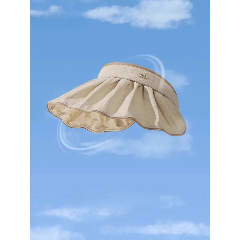 Summer sunscreen hat, large-brimmed empty-top shell hat, UV protection and sunshade versatility