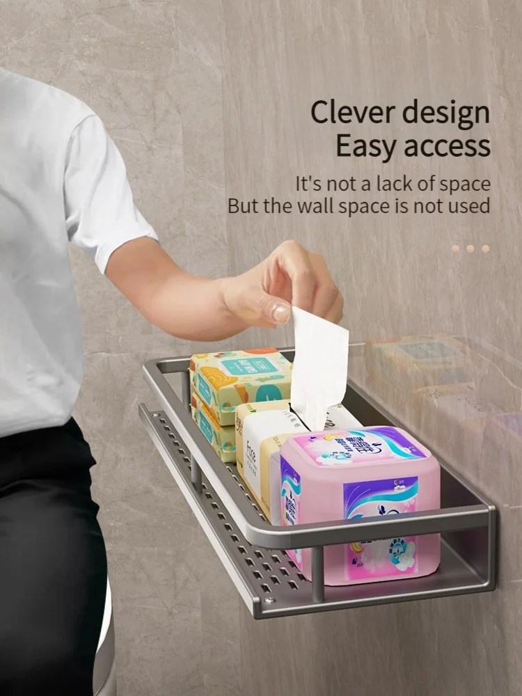 Bathroom Shelf Shelves Wall Mounted Shampoo Storage Rack For Kitchen Holder Square Bath Organizer Kitchen storage image 3