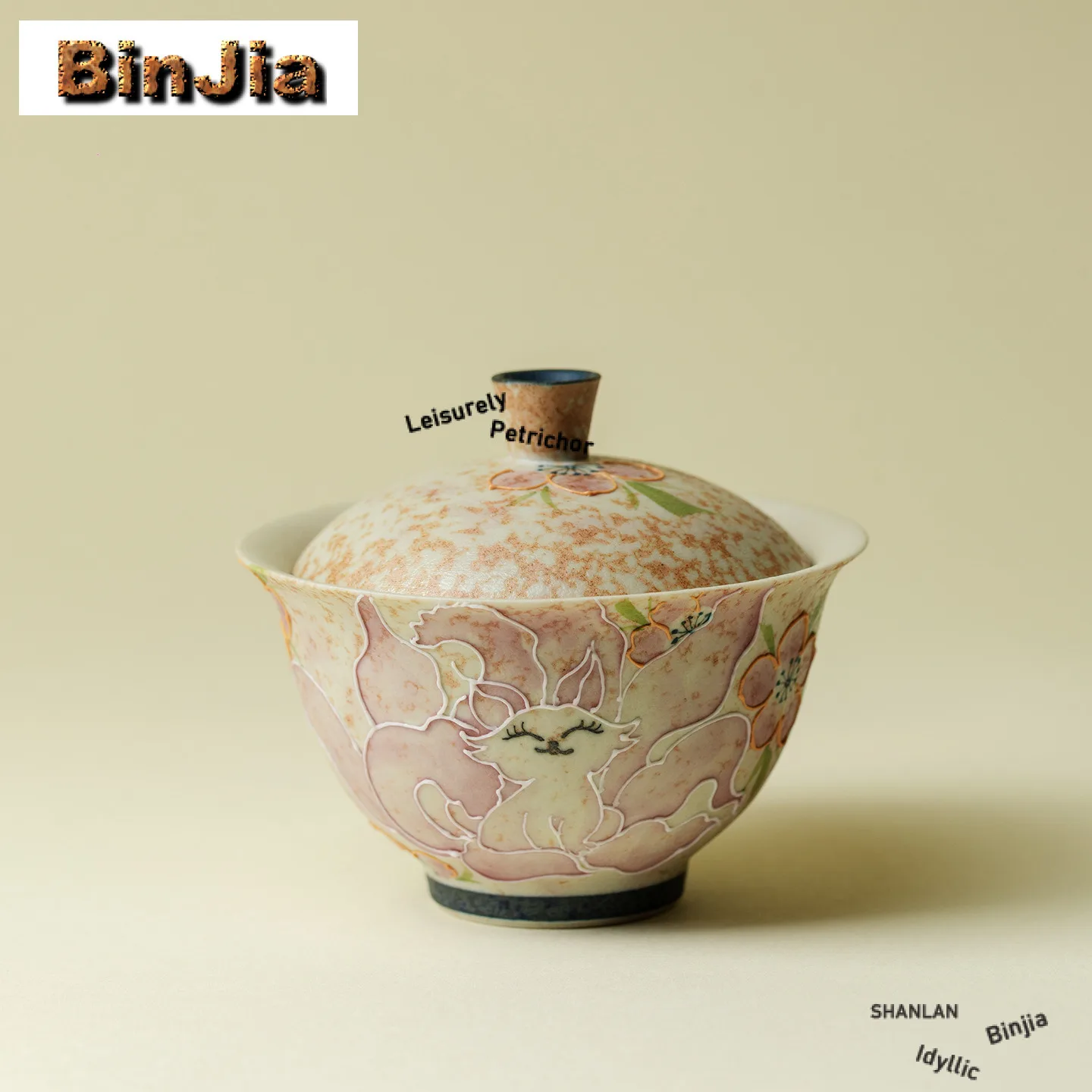 100ml Hand-painted Nine-tailed Fox Fairy Gaiwan Elegant Tea Tureen Tea Bowl with Lid Kit Tea Maker Cover Bowl Teaware Collection