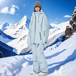 2025 Couple Skiing Suit Lady Snowboard Sport Clothes Outdoor Male Ski Hoodie Pants Set Winter Pro Warm Waterproof Snow Tracksuit